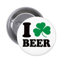 I Shamrock Beer Pinback Button