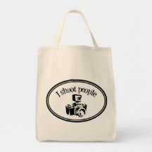 I Shoot People Retro Photographer's Camera B&W Tote Bags