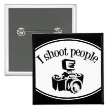 I Shoot People Retro Photographer's Camera B&W Buttons