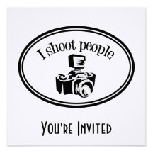 I Shoot People Retro Photographer's Camera B&W Custom Invites