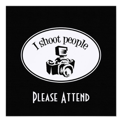 I Shoot People Retro Photographer's Camera B&W Personalized Announcement