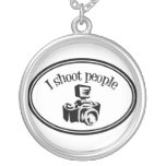 I Shoot People Retro Photographer's Camera B&W Necklace