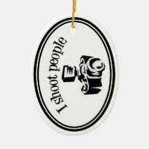 I Shoot People Retro Photographer's Camera B&W Christmas Ornaments