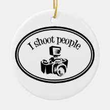 I Shoot People Retro Photographer's Camera B&W Christmas Ornaments