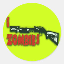 I SHOTGUN ZOMBIES ROUND STICKER
