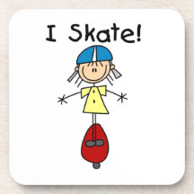 I Skate Skateboarding Girl Drink Coasters