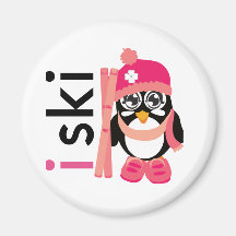I Ski Penguin Fridge Magnets