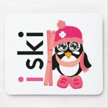 I Ski Penguin Mouse Pad