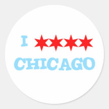 I STAR STAR STAR STAR CHICAGO ROUND STICKER
