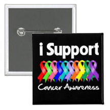 I Support Cancer Awareness Pinback Buttons