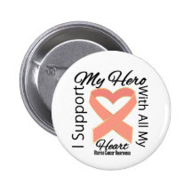 I Support My Hero - Uterine Cancer Awareness Pinback Buttons