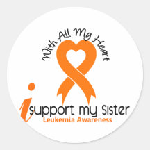 I Support My Sister Leukaemia Round Sticker