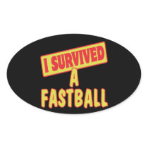 I SURVIVED A FASTBALL OVAL STICKERS