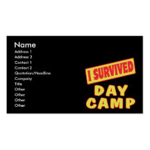 I SURVIVED DAY CAMP BUSINESS CARD TEMPLATE