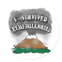 I Survived Eyjafjallajokull Tshirts, Mugs, Caps Round Sticker