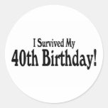 I Survived My 40th Birthday Round Stickers