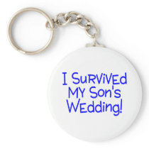 I Survived My Sons Wedding Blue Keychain