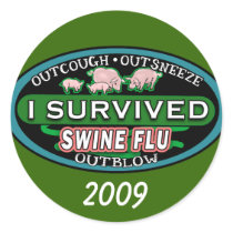 I Survived Swine Flu T shirts, Buttons, Travel Mug Round Stickers