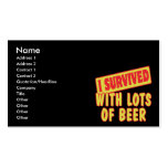 I SURVIVED WITH LOTS OF BEER BUSINESS CARD TEMPLATE