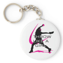 I Throw like a Girl Pink Softball Keychain