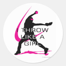 I Throw like a Girl Pink Softball Round Stickers