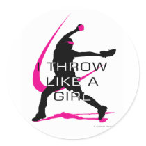 I Throw like a Girl Pink Softball Round Stickers