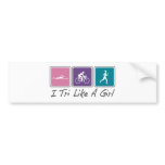 i tri like a girl (Triathlete) Bumper Stickers
