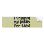 i trimmed my pubes for this? bumper stickers