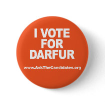 I Vote For Darfur Button