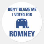 I Voted For Romney Round Stickers
