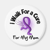 I Walk For My Mom - Purple Ribbon Magnet