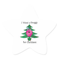 I want a froggy for Christmas Star Stickers