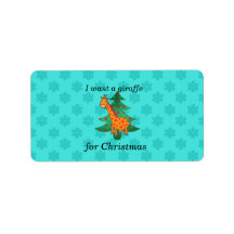 I want a giraffe for christmas labels