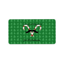 I want a moustache for christmas candy canes personalized address label