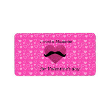 I want a moustache for valentine's day personalized address label
