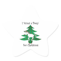 I want a pony for Christmas Star Stickers