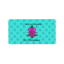 I want an elephant for christmas purple glitter address labels
