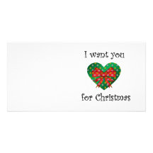 I want you for christmas heart red bow personalized photo card