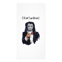 I want your brain Zombie Picture Card