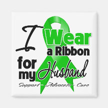 I Wear a Green Ribbon For My Husband Refrigerator Magnets