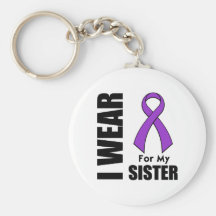 I Wear a Purple Ribbon For My Sister Key Chains