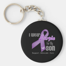 I Wear a Purple Ribbon For My Son Key Chain