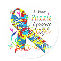I Wear A Puzzle Because I Love My Brother Sticker