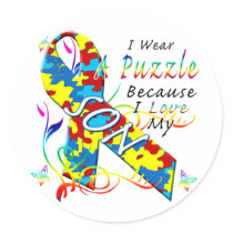 I Wear A Puzzle Because I Love My Son Sticker