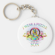 I Wear A Puzzle for my Son (floral) Key Chains