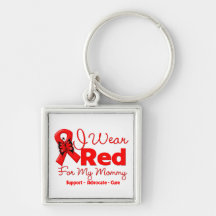 I Wear a Red Ribbon For My Mommy Keychain