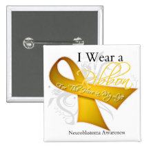 I Wear a Ribbon For My Hero - Neuroblastoma Pinback Button