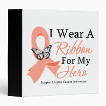 I Wear a Ribbon For My  HERO Uterine Cancer Vinyl Binders