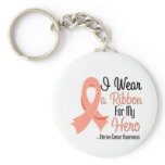 I Wear a Ribbon For My Hero - Uterine Cancer keychains