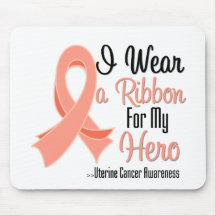 I Wear a Ribbon For My Hero - Uterine Cancer Mouse Pads